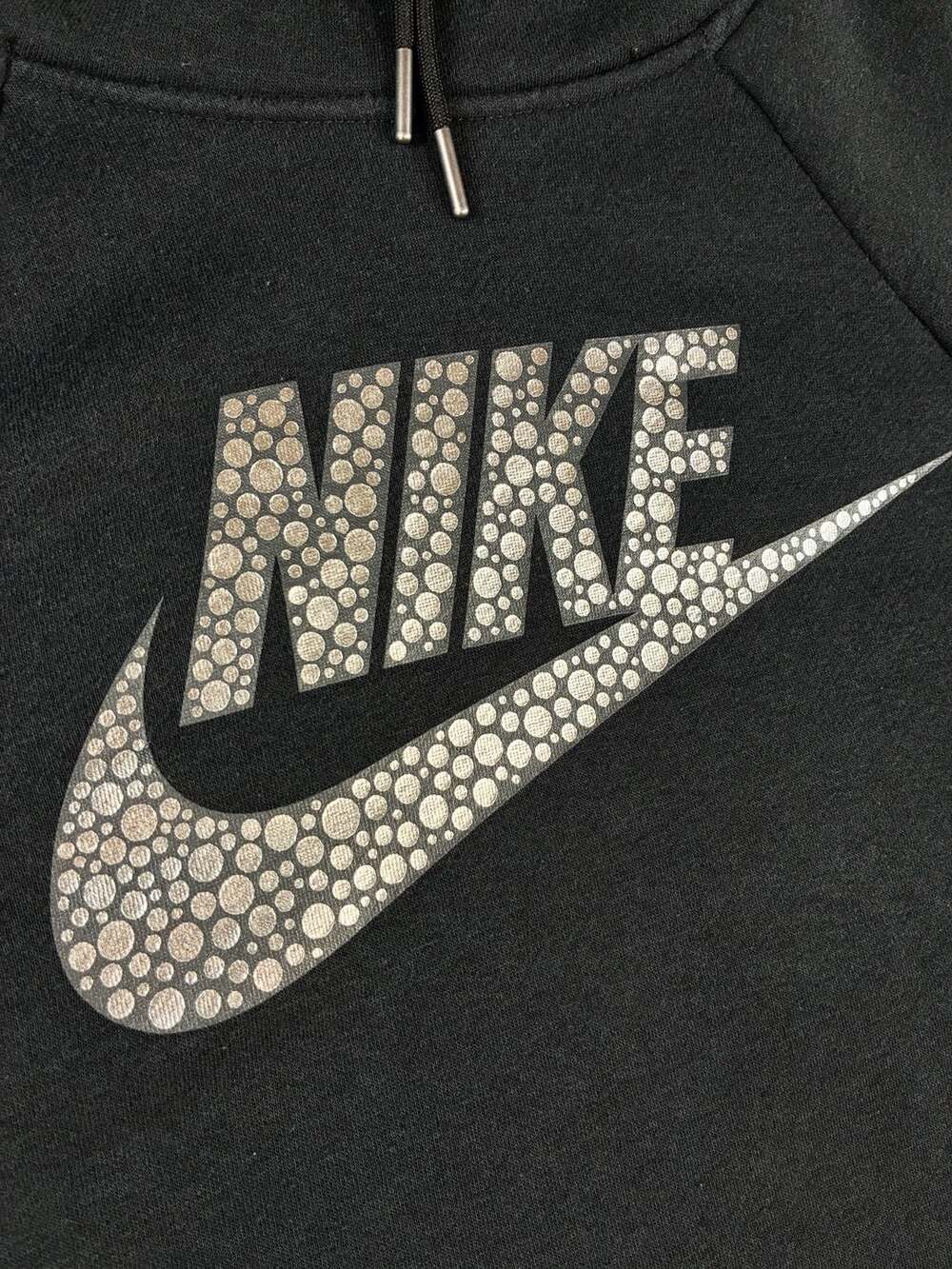 Nike Women’s Rally Funnel Neck Hoodie Size L Black Metallic Logo